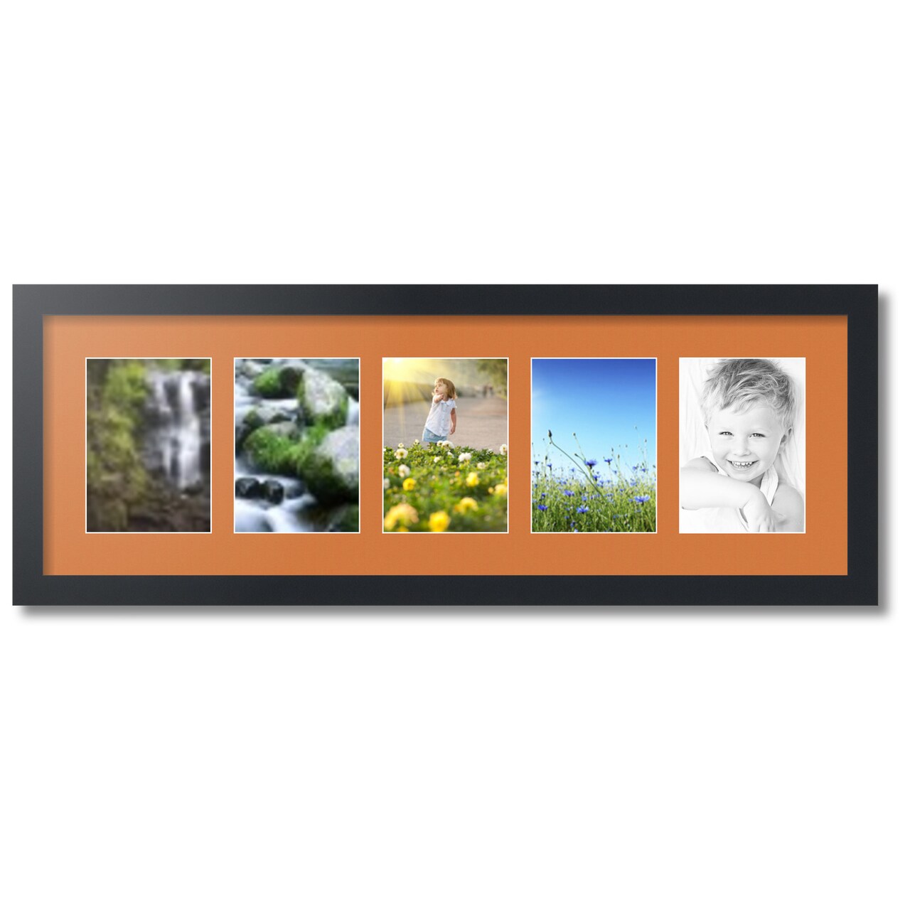 ArtToFrames Collage Photo Picture Frame with 5 - 5x7 inch Openings, Framed in Black with Over 62 Mat Color Options and Plexi Glass (CSM-3926-152)